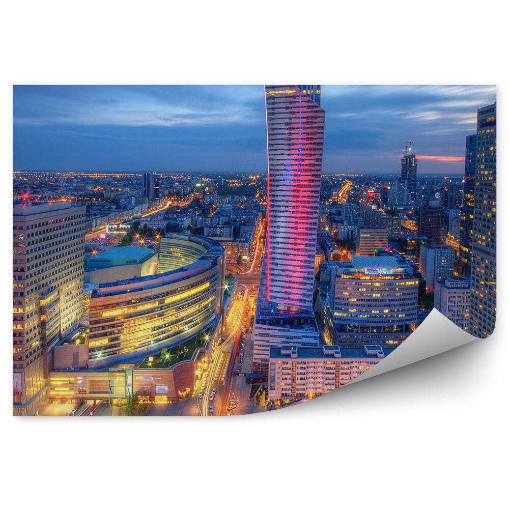 Papier peint Panorama de Varsovie Nuit des Lumières