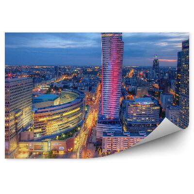 Papier peint Panorama de Varsovie Nuit des Lumières