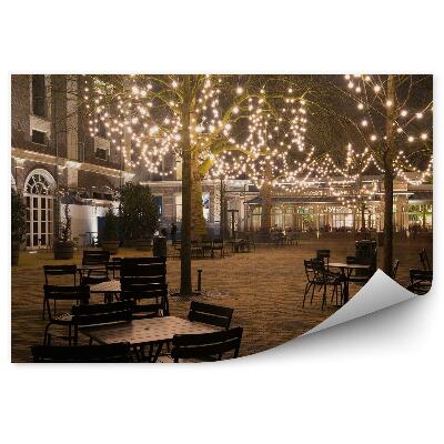 Papier peint Bâtiment Arbres Table Chaises Décorations Festives Éclairage