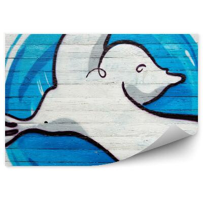 Papier peint Graffiti Oiseau Eau Bois