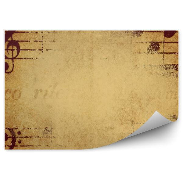 Papier peint Morceau de cinq lignes Notes sépia délavées