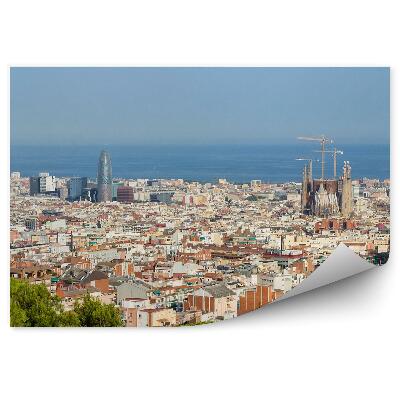 Papier peint Vue de la ville Panorama Cathédrale Bâtiments Barcelone Espagne