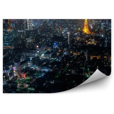 Papier peint Vue d'oiseau Nuit Tokyo Japon Lumières