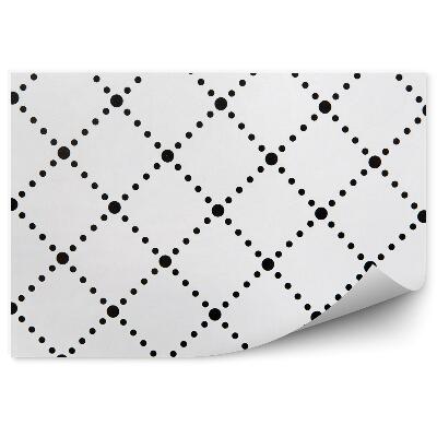Papier peint Fond blanc, points noirs, losanges en damier
