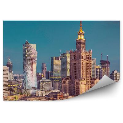 Papier peint Vue Aérienne Du Centre Ville De Varsovie Gratte-Ciel Ciel