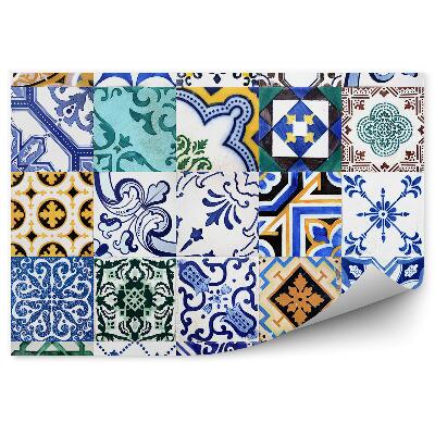 Papier peint Collage de carreaux de mosaïque colorés à motifs vintage