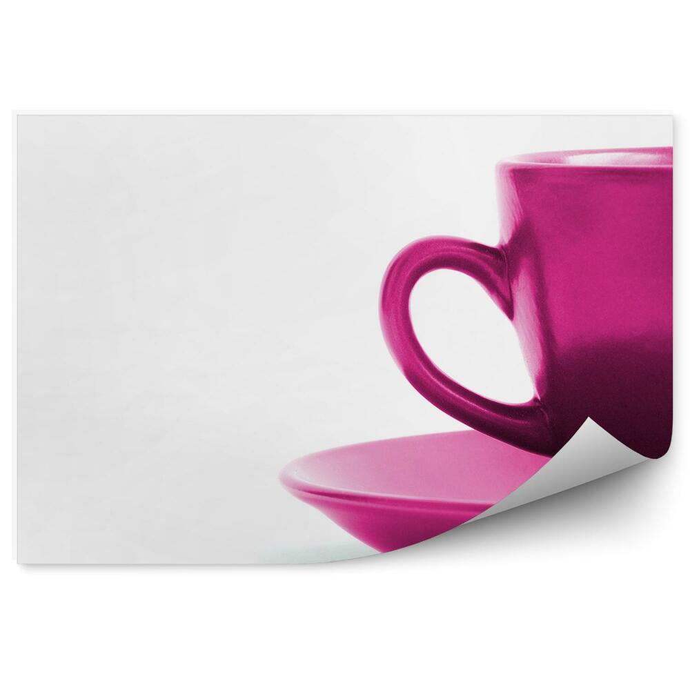Papier peint panoramique tasse violette assiette fond blanc