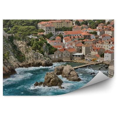 Papier peint Dubrovnik vieille ville quai vagues