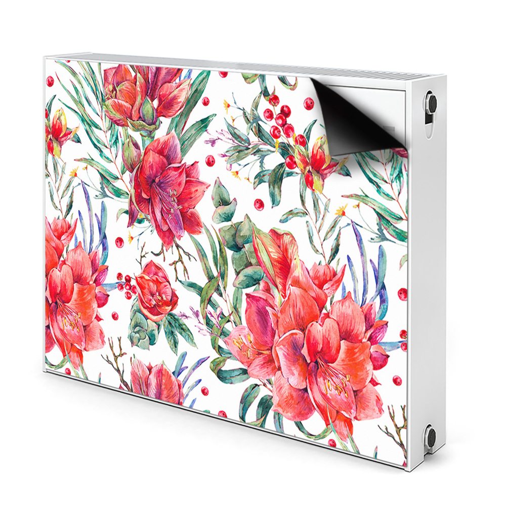 Déco cache radiateur Fleurs rouges