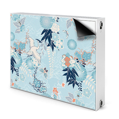 Décoration radiateur Grue et fleurs