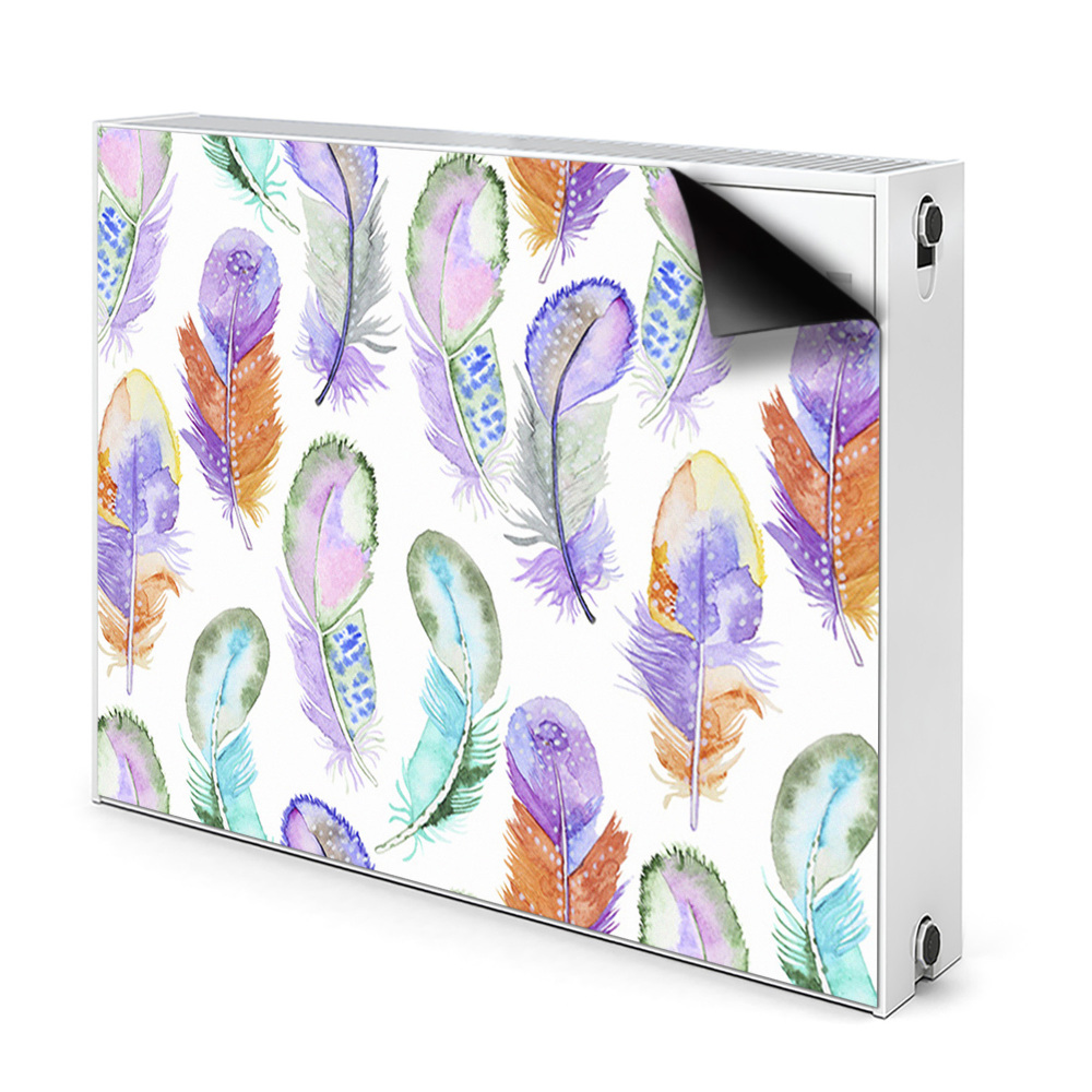 Cache radiateur déco Plumes colorées