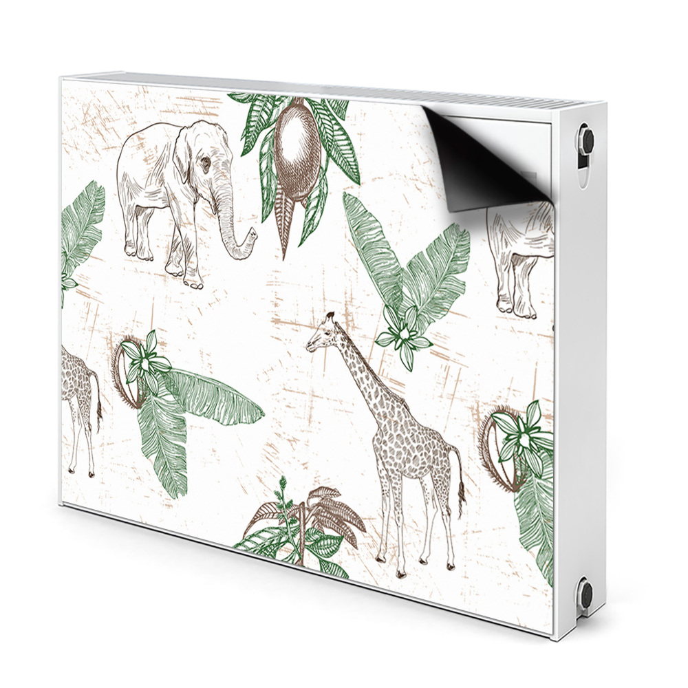 Déco cache radiateur Girafes et éléphants