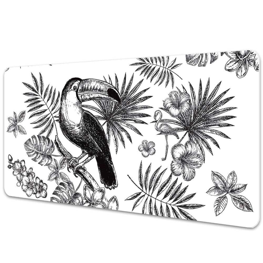 Tapis de bureau Motif exotique en noir et blanc