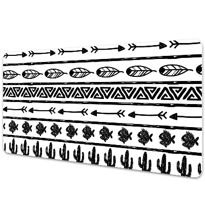 Sous main de bureau Motif géométrique boho noir et blanc