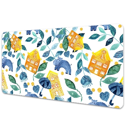 Protège bureau Hippopotames parmi les maisons