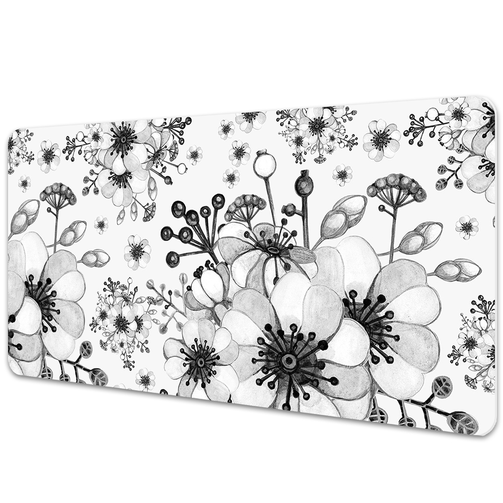 Sous-main bureau Motif floral noir et blanc