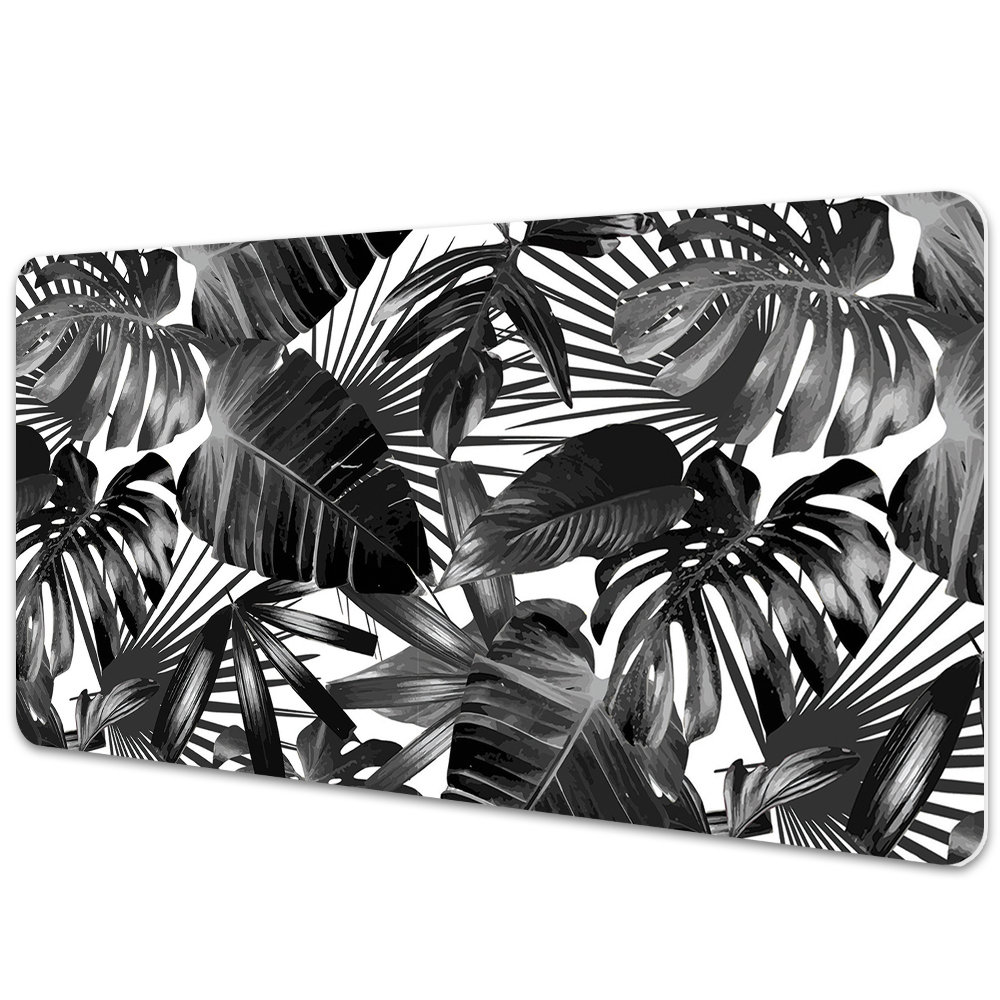 Tapis de bureau Feuilles de monstera noir et blanc