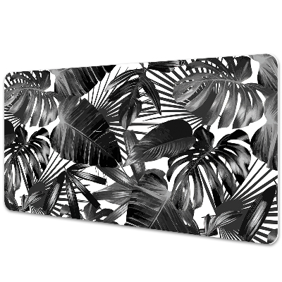 Tapis de bureau Feuilles de monstera noir et blanc