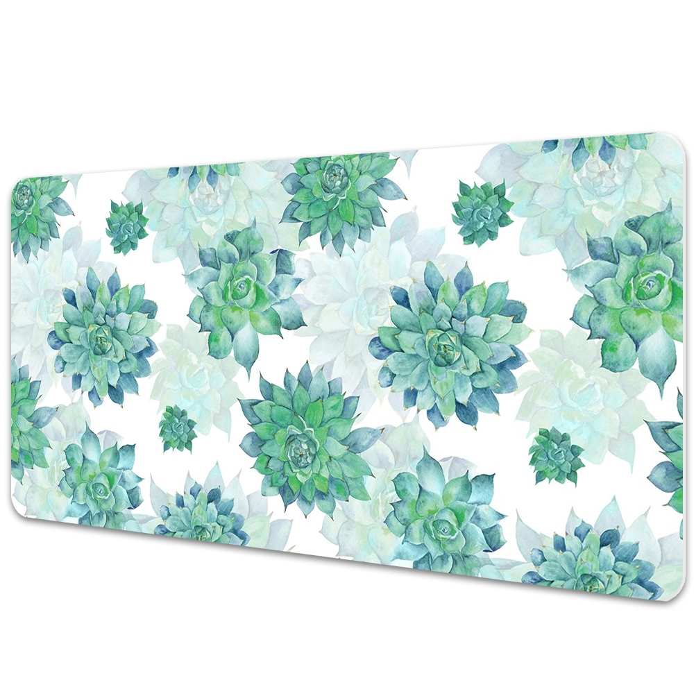 Sous-main bureau Succulentes turquoise