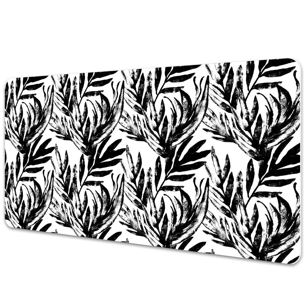Tapis de bureau Feuille de monstera noire