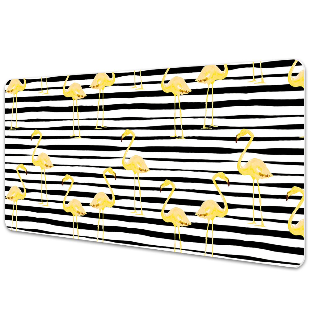 Sous-main bureau Flamants roses sur fond géométrique