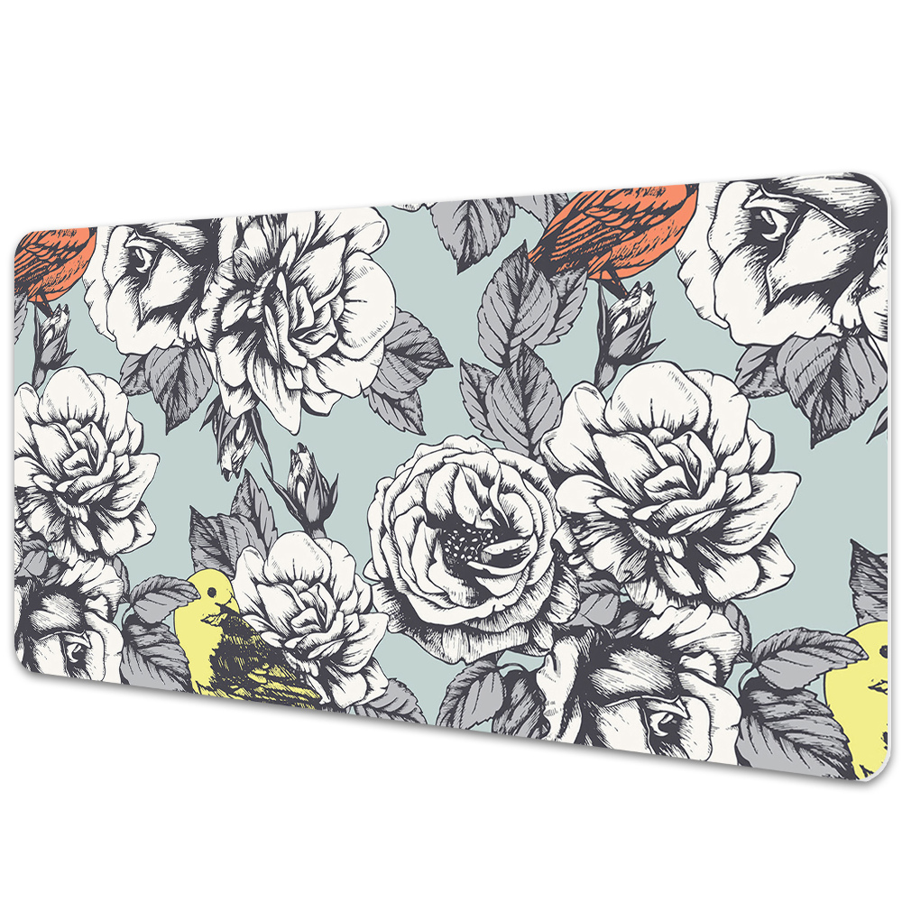 Tapis de bureau Roses et oiseaux