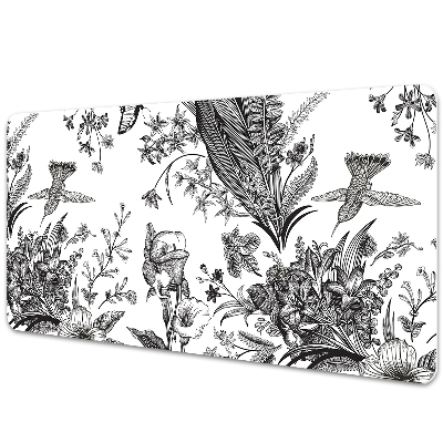 Sous-main bureau Jardin en noir et blanc