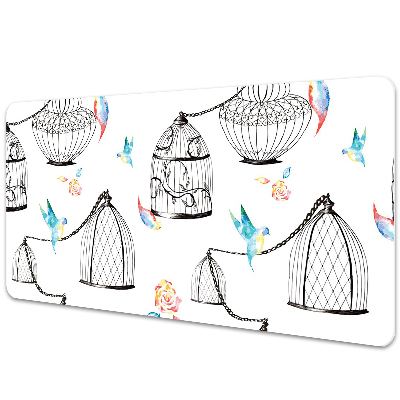 Sous-main bureau Oiseaux en cage