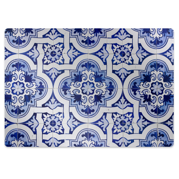 Tapis protection sol Carreaux bleus