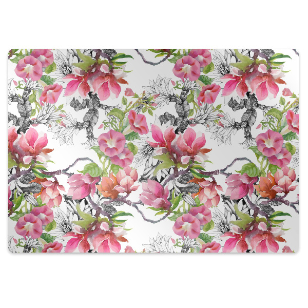 Tapis fauteuil bureau Fleurs peintes