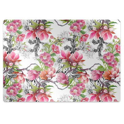 Tapis fauteuil bureau Fleurs peintes