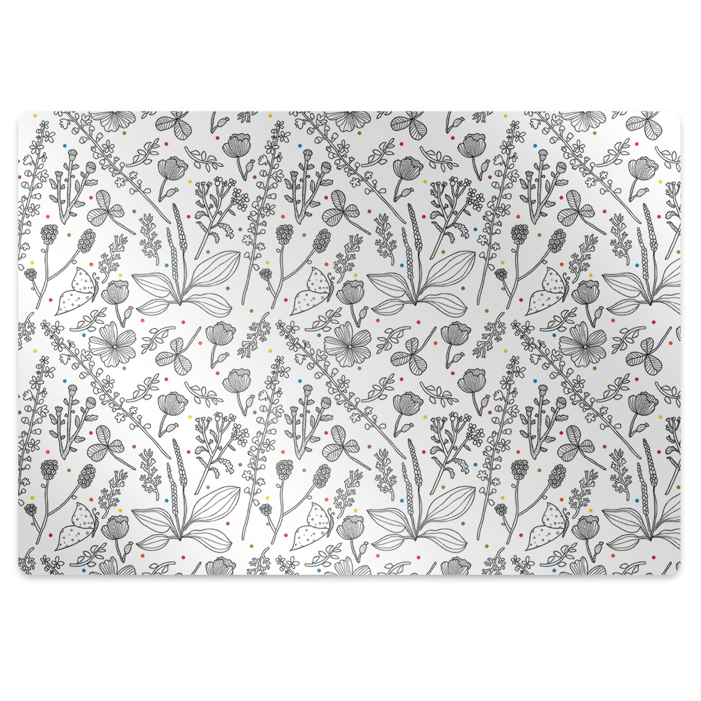 Tapis bureau Fleurs et points