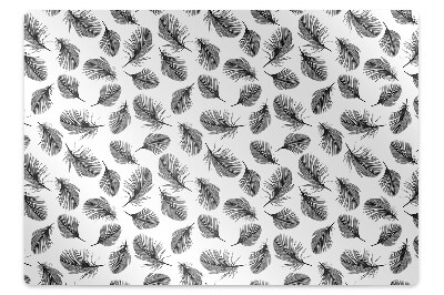 Tapis de protection de sol Plumes d'oiseaux noir et blanc