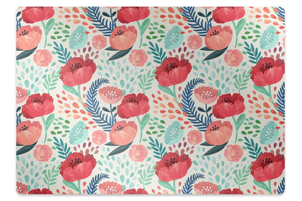 Tapis de chaise de bureau Fleurs de pavot rouge