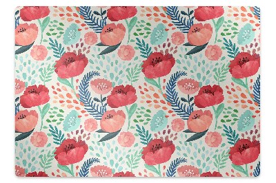 Tapis de chaise de bureau Fleurs de pavot rouge
