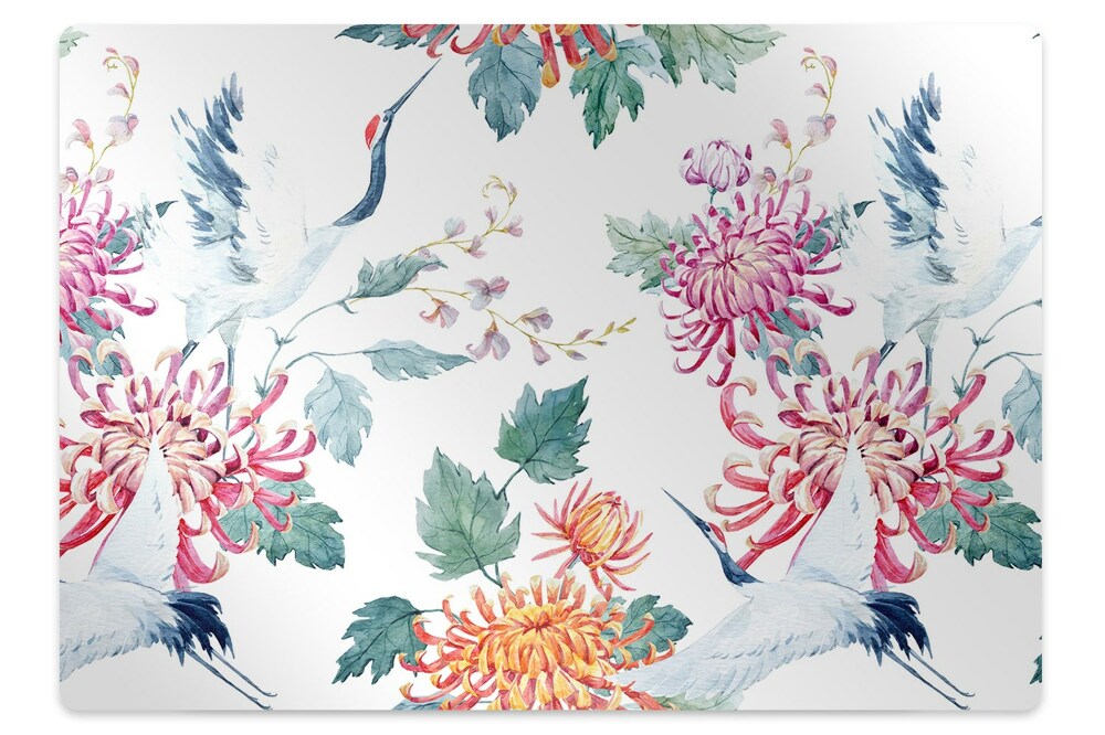 Tapis de chaise Fleurs et hérons