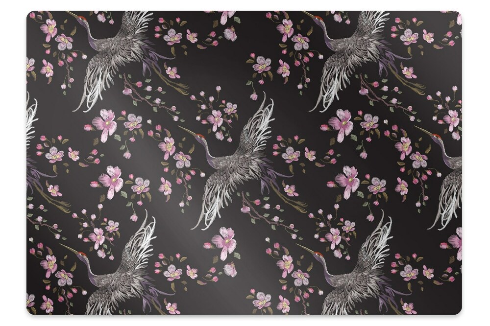 Tapis pour chaise de bureau Hérons et fleurs