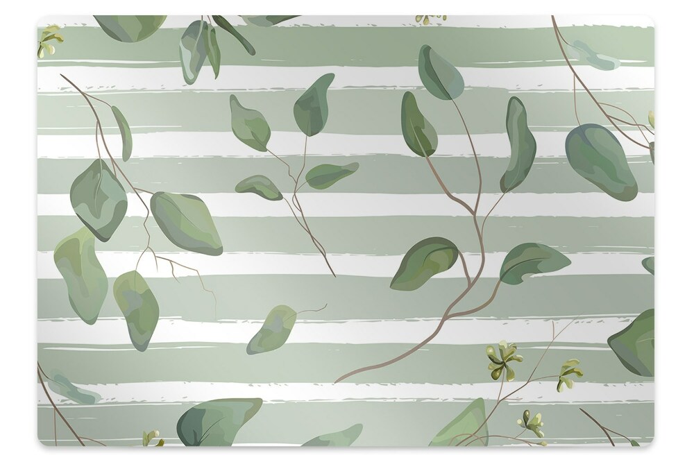 Tapis de protection de sol Feuilles sur fond rayé