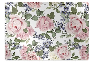 Tapis de protection de sol Aquarelle de fleurs de roses