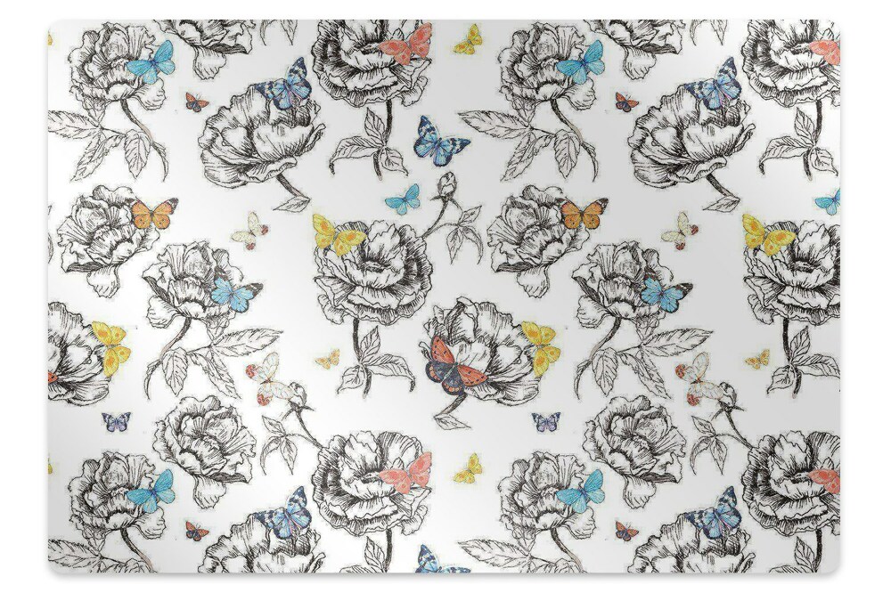 Tapis fauteuil bureau Papillons colorés