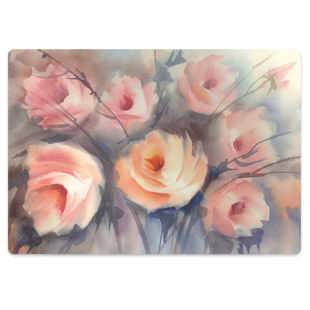 Tapis fauteuil bureau Fleurs de rose orange