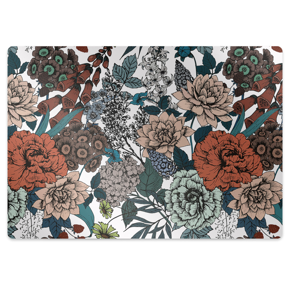 Tapis fauteuil bureau Fleurs rétro