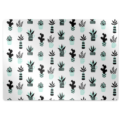 Tapis fauteuil bureau Fleurs sur fond noir