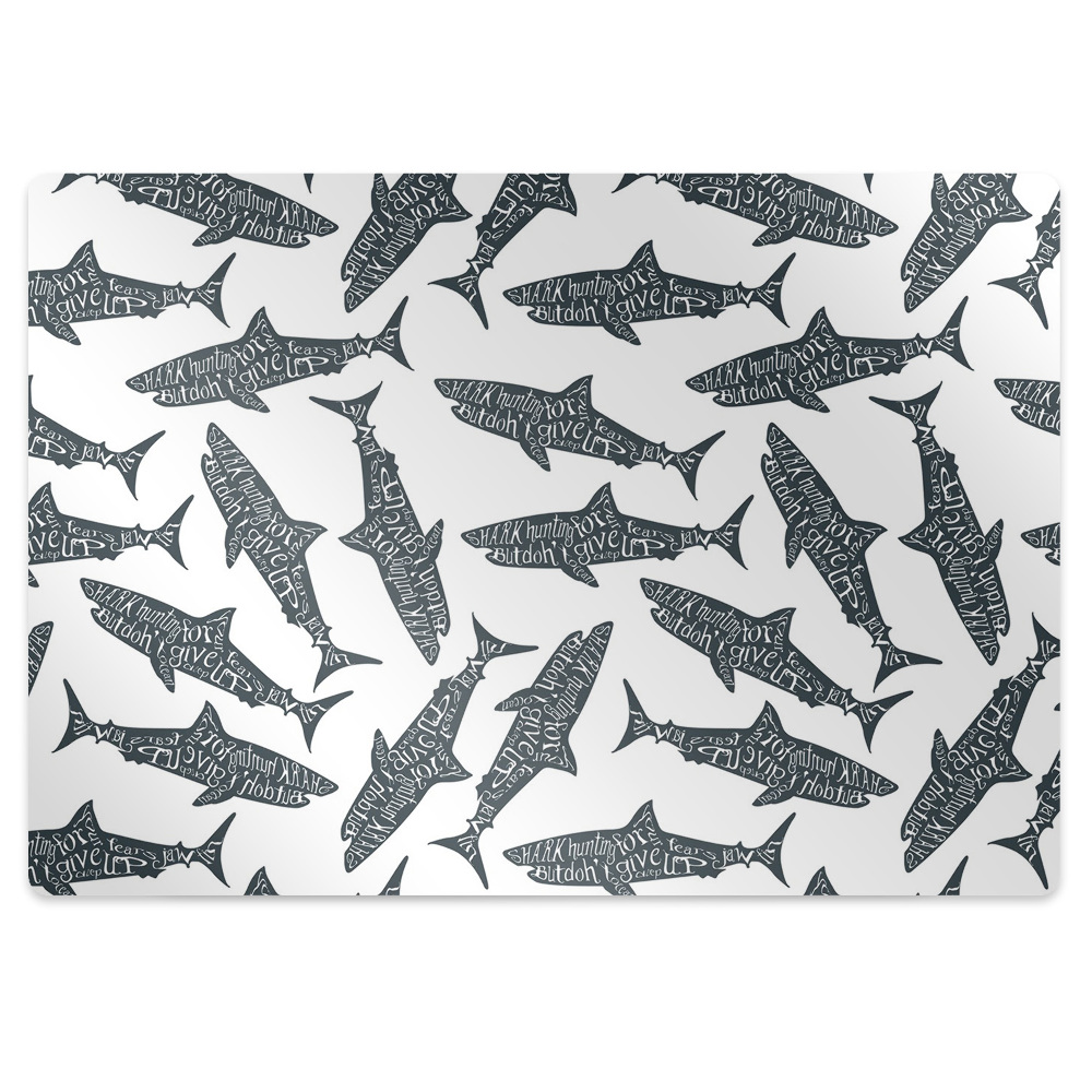 Tapis de chaise Requins sur fond blanc