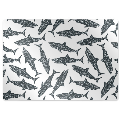 Tapis de chaise Requins sur fond blanc