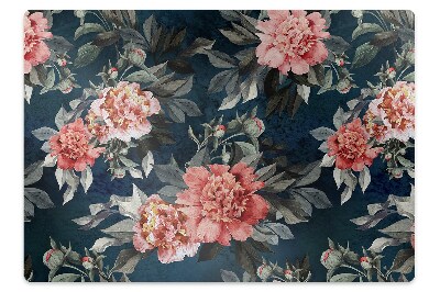 Tapis protection sol Fleurs de pivoine en rouge