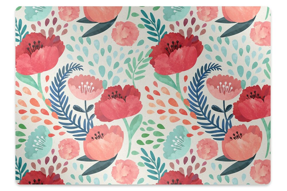 Tapis de chaise de bureau Coquelicots en rouge