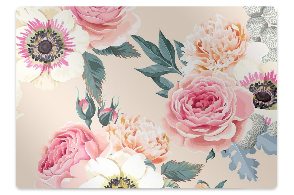 Tapis de chaise de bureau Fleurs pastel
