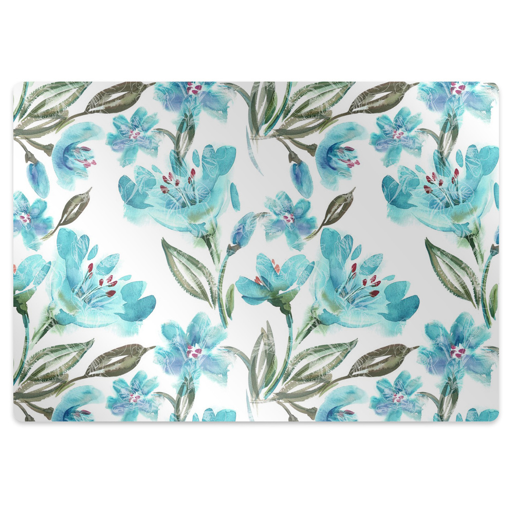 Tapis de protection de sol Fleurs turquoise
