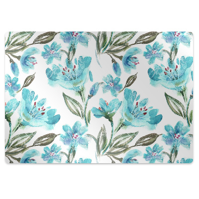 Tapis de protection de sol Fleurs turquoise